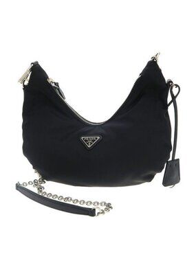 Prada Nylon Chain Shoulder Bag Black